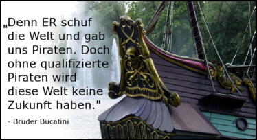 Piratenschiff mit Zitat